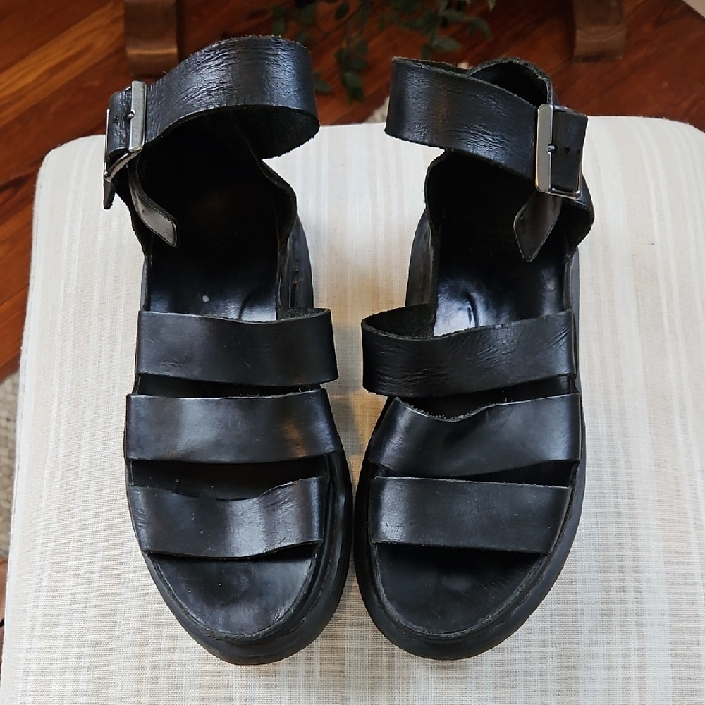 Dr. Martens Clarissa Black Leather Strap Sandals- 7